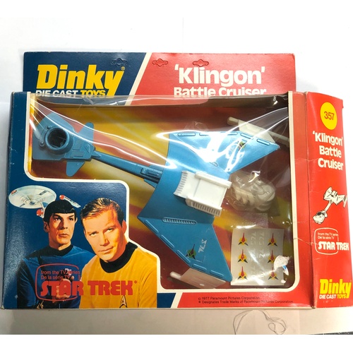 452 - Dinky toys 357 Star Trek Klingon battle cruiser blue & white original boxed in good condition please... 