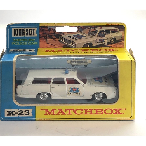 454 - Matchbox Lesney K-23 King size Mercury Police car  boxed please see images for condition