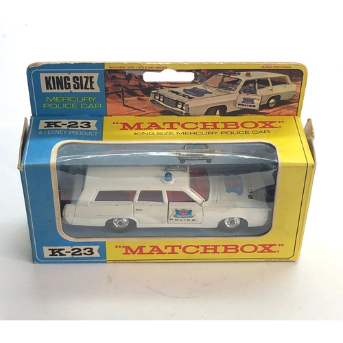 454 - Matchbox Lesney K-23 King size Mercury Police car  boxed please see images for condition