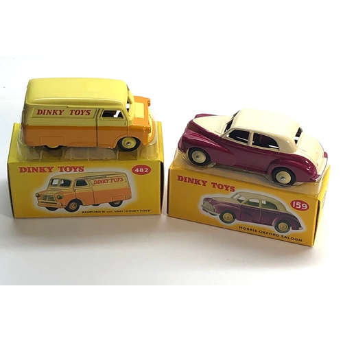 466 - 2 Dinky Car Reissues 482 Bedford 10cwt van and 159 morris oxford please see images for condition