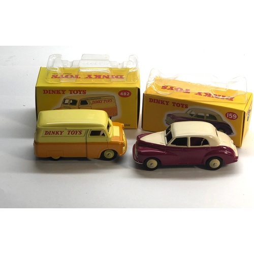 466 - 2 Dinky Car Reissues 482 Bedford 10cwt van and 159 morris oxford please see images for condition