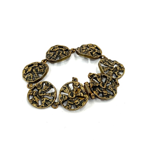 398 - Bronze Finland Sarpaney bracelet, approximate length 7 inch