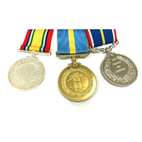 387 - Set 3 medals, Hong Kong service medal, eastern service and national service