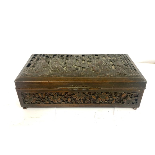 44 - Small ornate Chinese metalware trinket box, does have some damage as per images, approximate size: H... 