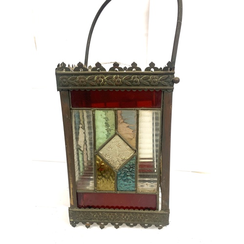 163 - Vintage porch lantern, glass is lose, but in good condition