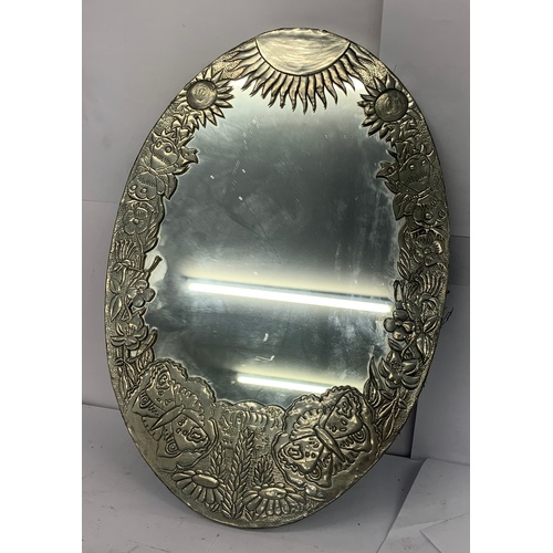 16 - Ornate metal wall mirror, small damage which can be seen in the images, approximate measurements: He... 