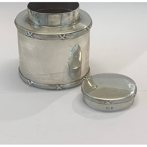 136 - Antique silver tea caddy Birmingham silver hallmarks  weight 128g good un-cleaned condition please s... 