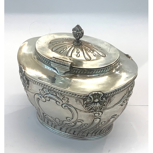 31 - Antique silver tea caddy London silver hallmarks makers William Hutton & sons weight 250g good un-cl... 