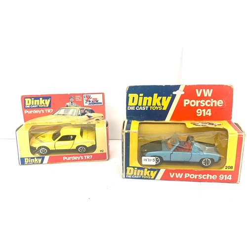 470 - Dinky Die cast, Purdeys TR7, model 112, VW Porsche model 914 both in original boxes