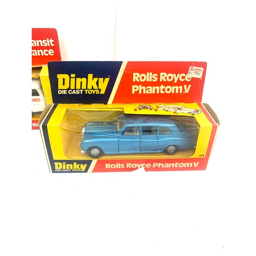 467 - Dinky Die cast, Ford Transit ambulance model 276, Rolls Royce Phantom V model 124 both in original b... 