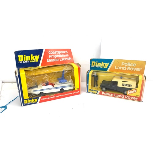 474 - Dinky Die cast, Police Land Rover model 277, Coastguard Amphibious missile launch model 674 both in ... 