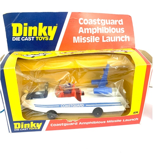 474 - Dinky Die cast, Police Land Rover model 277, Coastguard Amphibious missile launch model 674 both in ... 