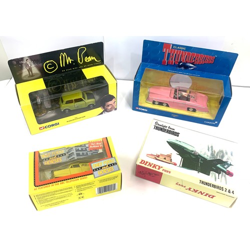 476 - 4 Tv Series themed die cast vehicles, includes Only fools and horses, Mr Bean and Thunderbirds, plea... 