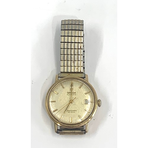 306 - Vintage 9ct gold Omega automatic Seamaster De Ville the watch is ticking but no warranty given glass... 