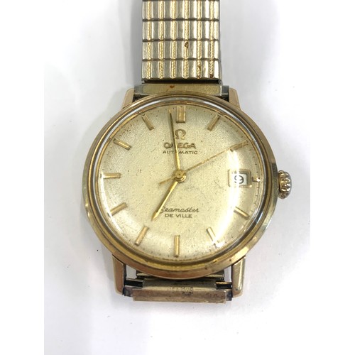 306 - Vintage 9ct gold Omega automatic Seamaster De Ville the watch is ticking but no warranty given glass... 