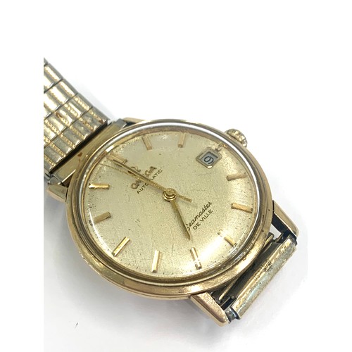 306 - Vintage 9ct gold Omega automatic Seamaster De Ville the watch is ticking but no warranty given glass... 