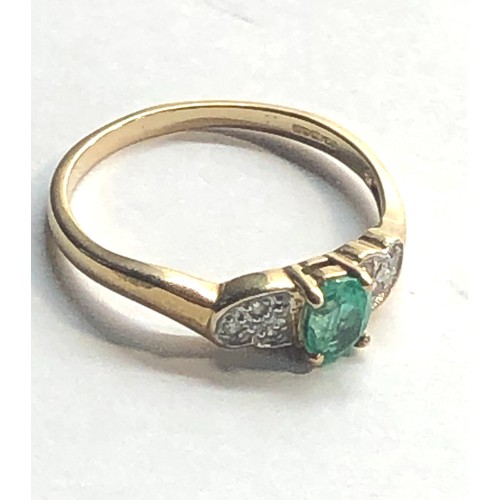 180 - 9ct gold emerald type  & diamond ring weight 1.5 size n-o