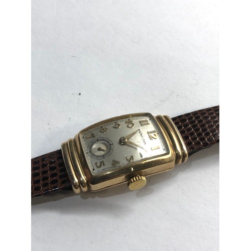 323 - Vintage gents Hamilton  wristwatch the watch is ticking but the winder does not work 10k gold filled... 