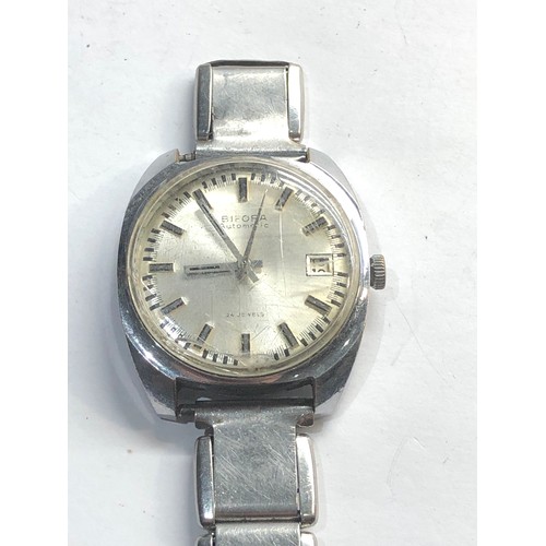 329 - Vintage gents Bifora automatic wristwatch the watch is ticking broken strap please see images for co... 