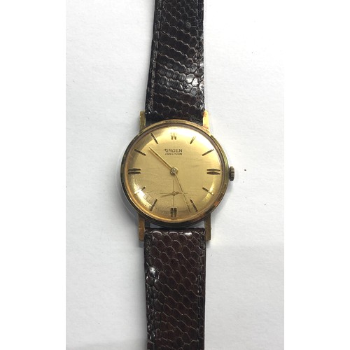 332 - Vintage gents gruen precision wristwatch the watch is ticking but no warranty given please see image... 