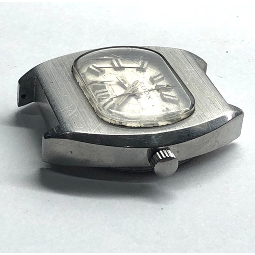 334 - Vintage gents Edox wristwatch the watch is ticking but no warranty given glass cracked missing lugs ... 