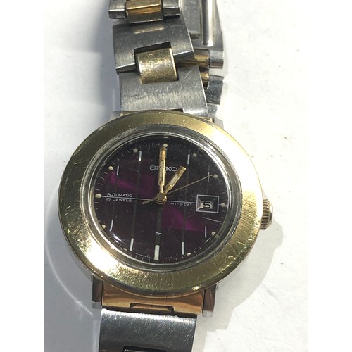 339 - Vintage ladies seiko automatic hi-beat wristwatch the watch is ticking  please see images for condit... 