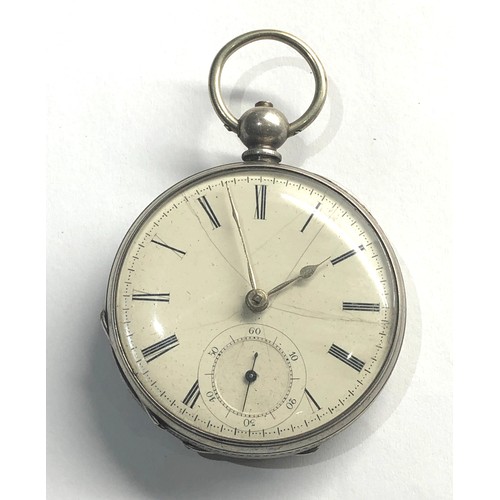 301 - Antique silver pocket watch watch winds and ticks but no warranty given case measure approx 51mm dia... 