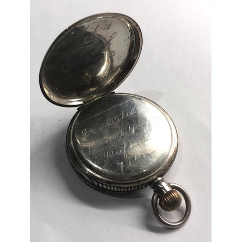 304 - Antique full hunter silver waltham u.s.a traveler pocket watch the watch winds and ticks but no warr... 