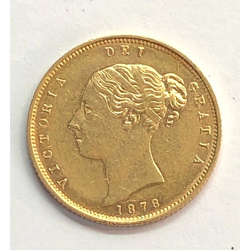 365 - 1878 victorian shield back half sovereign please see image for grade