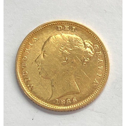 366 - 1886 victorian shield back half sovereign please see image for grade