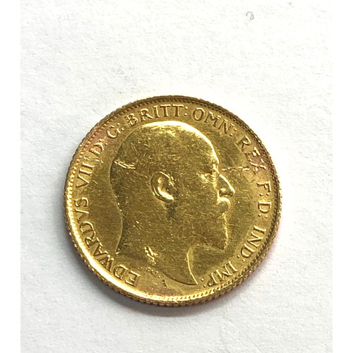 371 - 1908 Edward V11 half sovereign please see image for grade