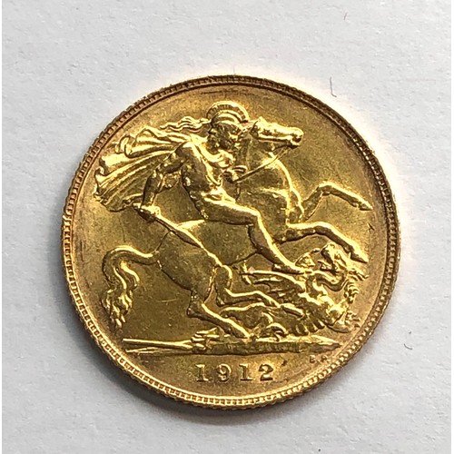 373 - 1912 George V half sovereign please see image for grade