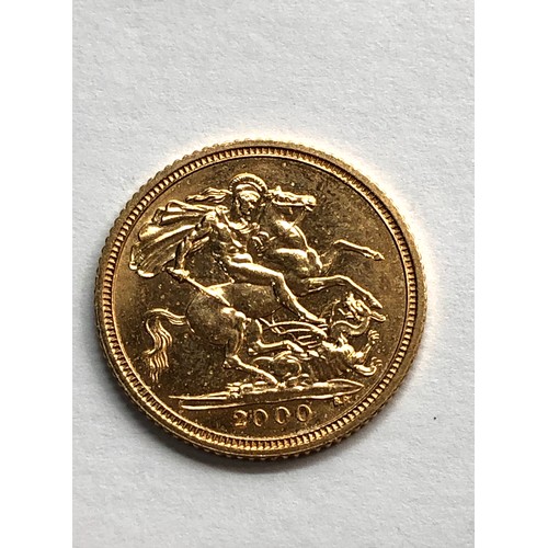 378 - 2000 Elizabeth 11 half sovereign please see image for grade