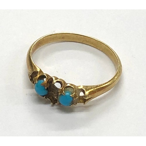 144 - Antique high carat gold ring missing stones weight 2g