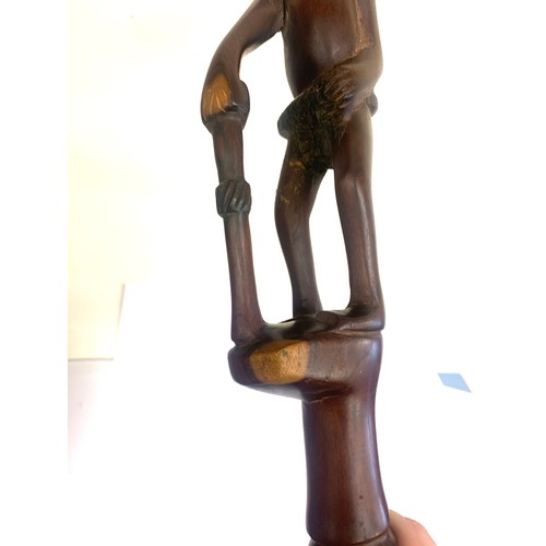 190 - African carved walking stick, damage to hand / split, please see image