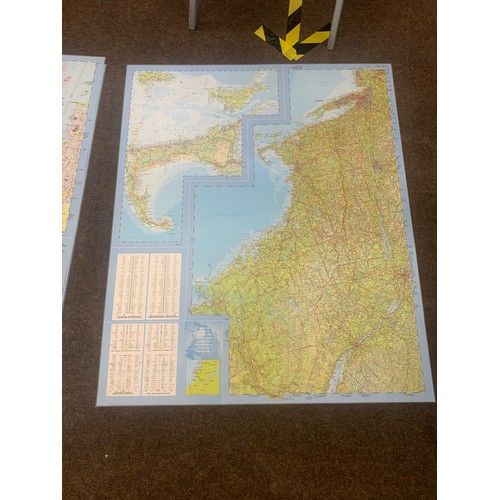 271 - 3 large double sided ordnance laminated maps, each map measures approximately 4ft by 3ft