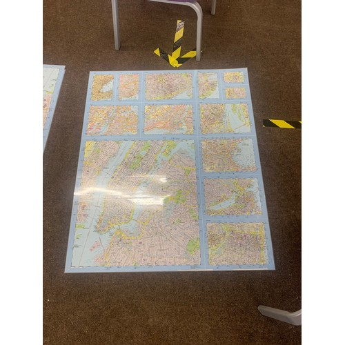 271 - 3 large double sided ordnance laminated maps, each map measures approximately 4ft by 3ft