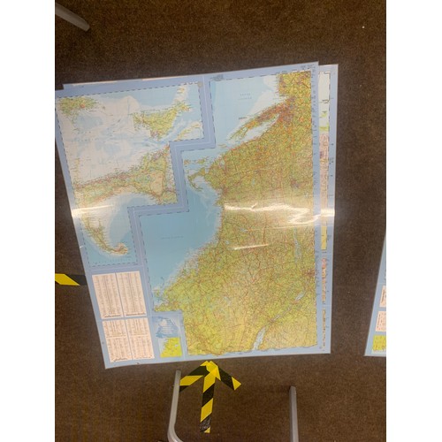 271 - 3 large double sided ordnance laminated maps, each map measures approximately 4ft by 3ft