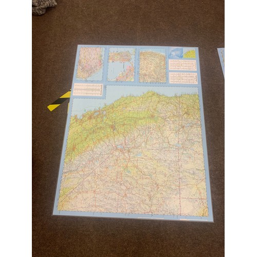 271 - 3 large double sided ordnance laminated maps, each map measures approximately 4ft by 3ft