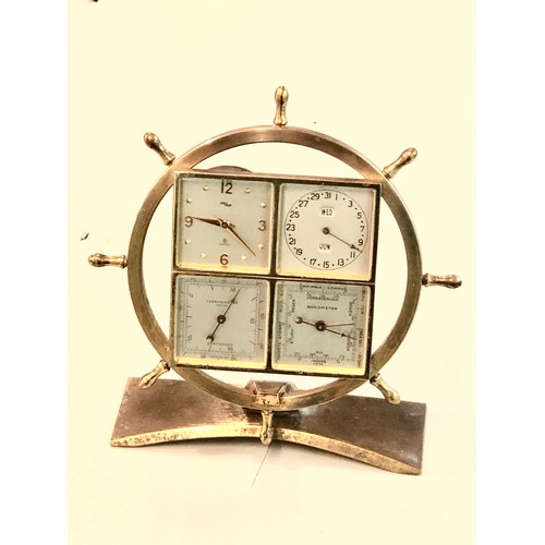 388 - Swiss Weather Station ImHof 8 Day Clock Hygrometer Barometer Thermometer Brass clock it winds and ti... 