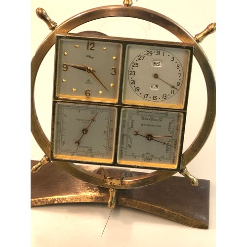 388 - Swiss Weather Station ImHof 8 Day Clock Hygrometer Barometer Thermometer Brass clock it winds and ti... 