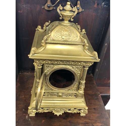 390 - Large ornate brass mantle clock measures approx 42cm tall 24cm wide untested please see images for d... 