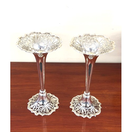 150 - Fine pair of silver centre pieces and matching vases full chester silver hallmarks makers walker & h... 