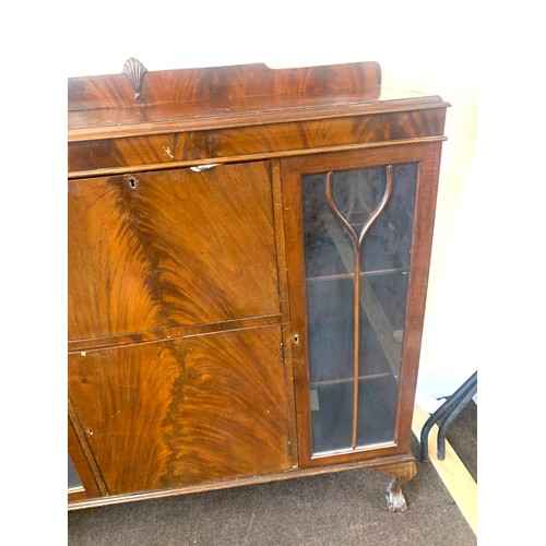 432 - Mahogany side by side pull down bureau cabinet, overall vintage condition, approximate measures, Hei... 