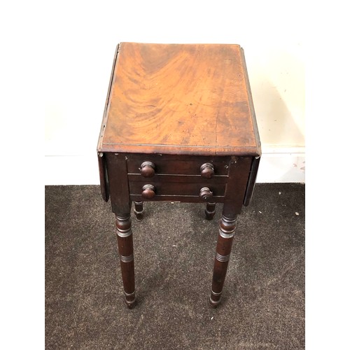 429 - Early Victorian drop leaf sewing table, good antique condition, approximate measurements: Height: 26... 