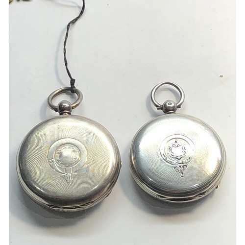 416 - 2 antique silver pocket watches 1 ticking the other a/f  spares or repair no warranty given