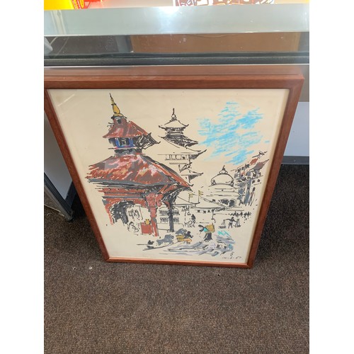 295 - 2 Japanese framed paintings, both signed (please see images) biggest painting measures approx 29