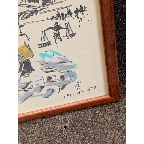 295 - 2 Japanese framed paintings, both signed (please see images) biggest painting measures approx 29