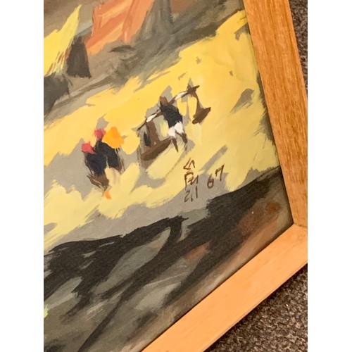 295 - 2 Japanese framed paintings, both signed (please see images) biggest painting measures approx 29