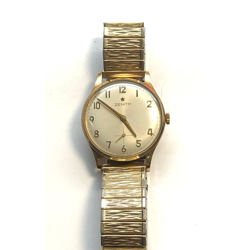 348 - Vintage 9ct gold Zenith presentation wristwatch watch winds and ticks but no warranty given engraved... 